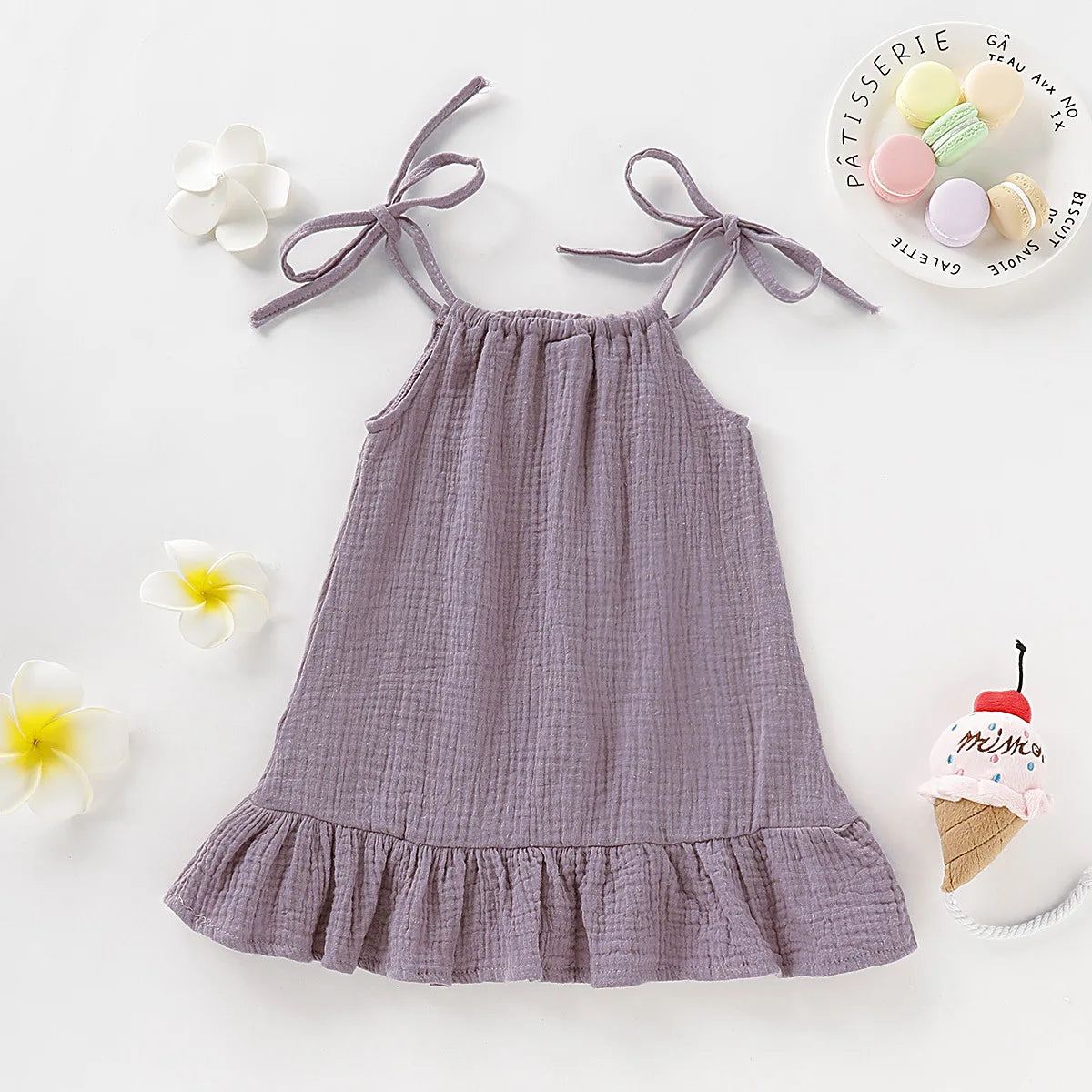 Summer Infant Baby Girl Dress – Toddler Muslin Cotton Sleeveless Ruffle Slip Dress