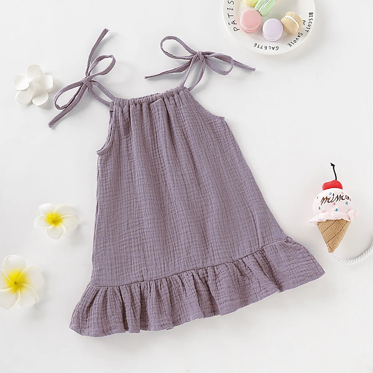 Summer Infant Baby Girl Dress – Toddler Muslin Cotton Sleeveless Ruffle Slip Dress