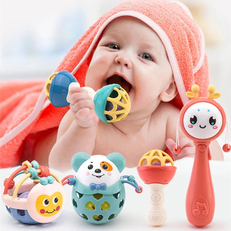 Educational Sensory Teether Rattle Toys for Infants Aged 0-12 Months