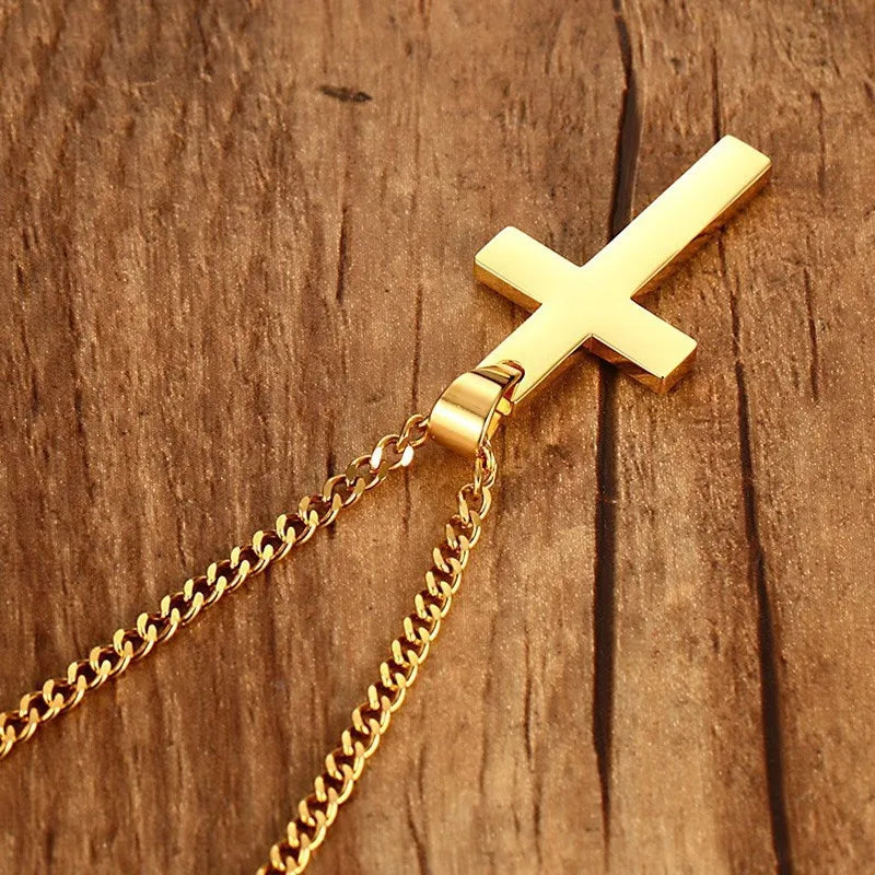 Men&#39;s Christian Cross Pendant Necklace – Fashion Metal Religious Amulet Accessory