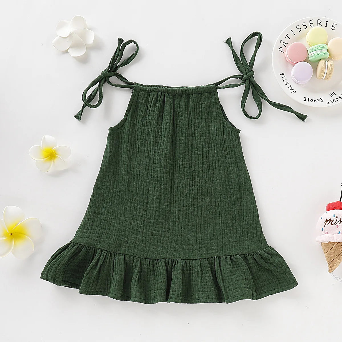 Summer Infant Baby Girl Dress – Toddler Muslin Cotton Sleeveless Ruffle Slip Dress