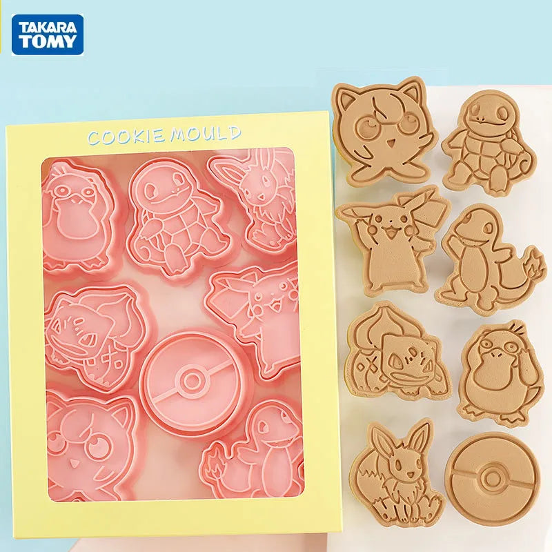 6 Pcs Pokémon Figures Cookie Cutter Set: Cartoon DIY Bakery Molds for Biscuits, Press Stamps, and Sugar Paste Cake Embossers