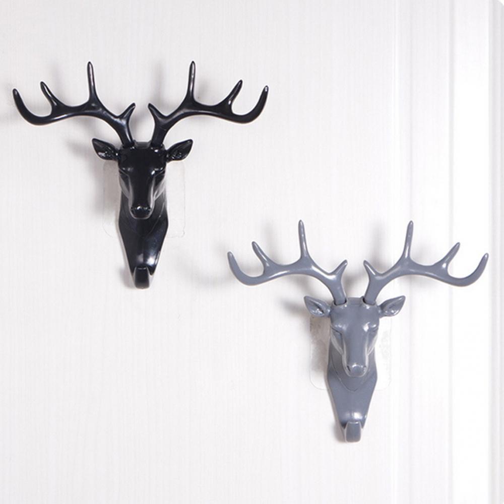 Cute Antler Hook Deer Head Key Holder: Decorative Wall Ornament for Home