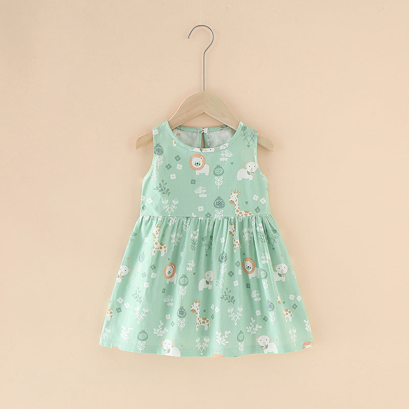 Cotton Summer Dress for Girls – Sleeveless Floral Princess Party Outfit, Perfect Kids Clothing