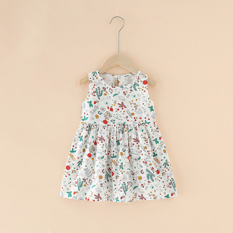 Cotton Summer Dress for Girls – Sleeveless Floral Princess Party Outfit, Perfect Kids Clothing