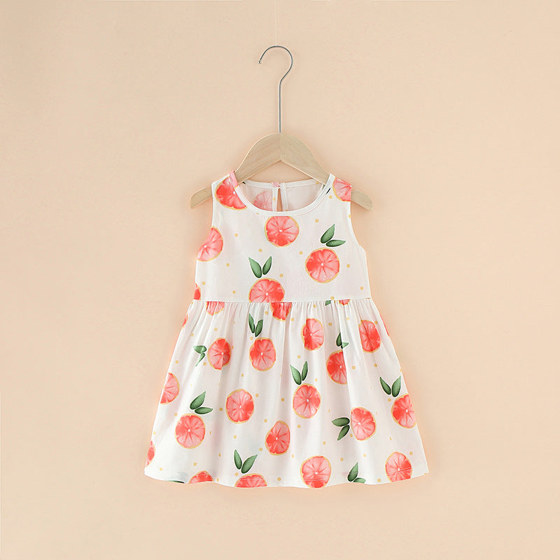 Cotton Summer Dress for Girls – Sleeveless Floral Princess Party Outfit, Perfect Kids Clothing