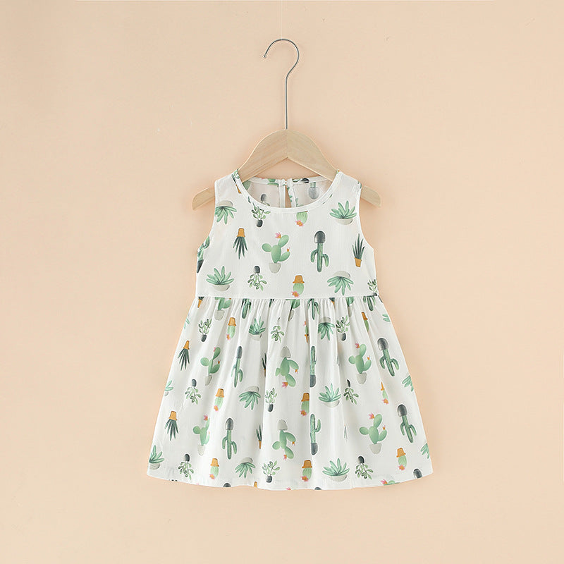 Cotton Summer Dress for Girls – Sleeveless Floral Princess Party Outfit, Perfect Kids Clothing