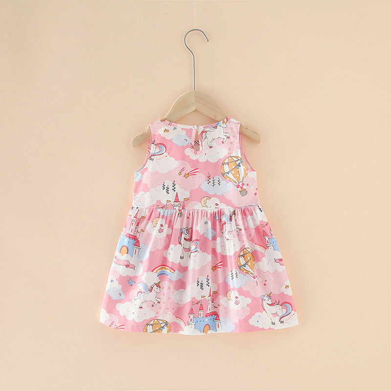 Cotton Summer Dress for Girls – Sleeveless Floral Princess Party Outfit, Perfect Kids Clothing