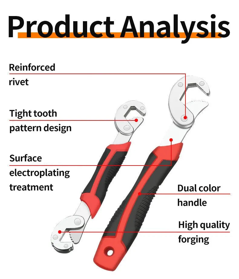 6-32mm Universal Adjustable Wrench Set – Multifunctional Bionic Torque Ratchet and Oil Filter Spanner