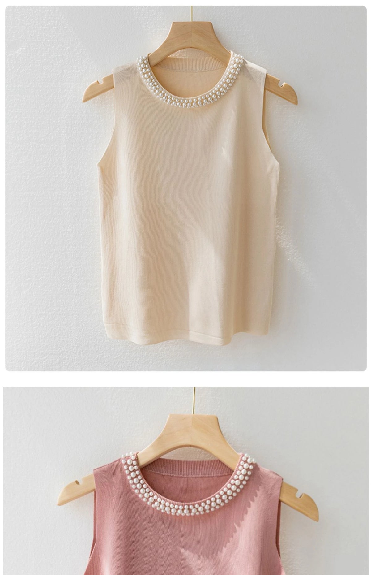 Korean Knitted Vest: Sleeveless Beaded Tank Top for Women’s Summer Fashion