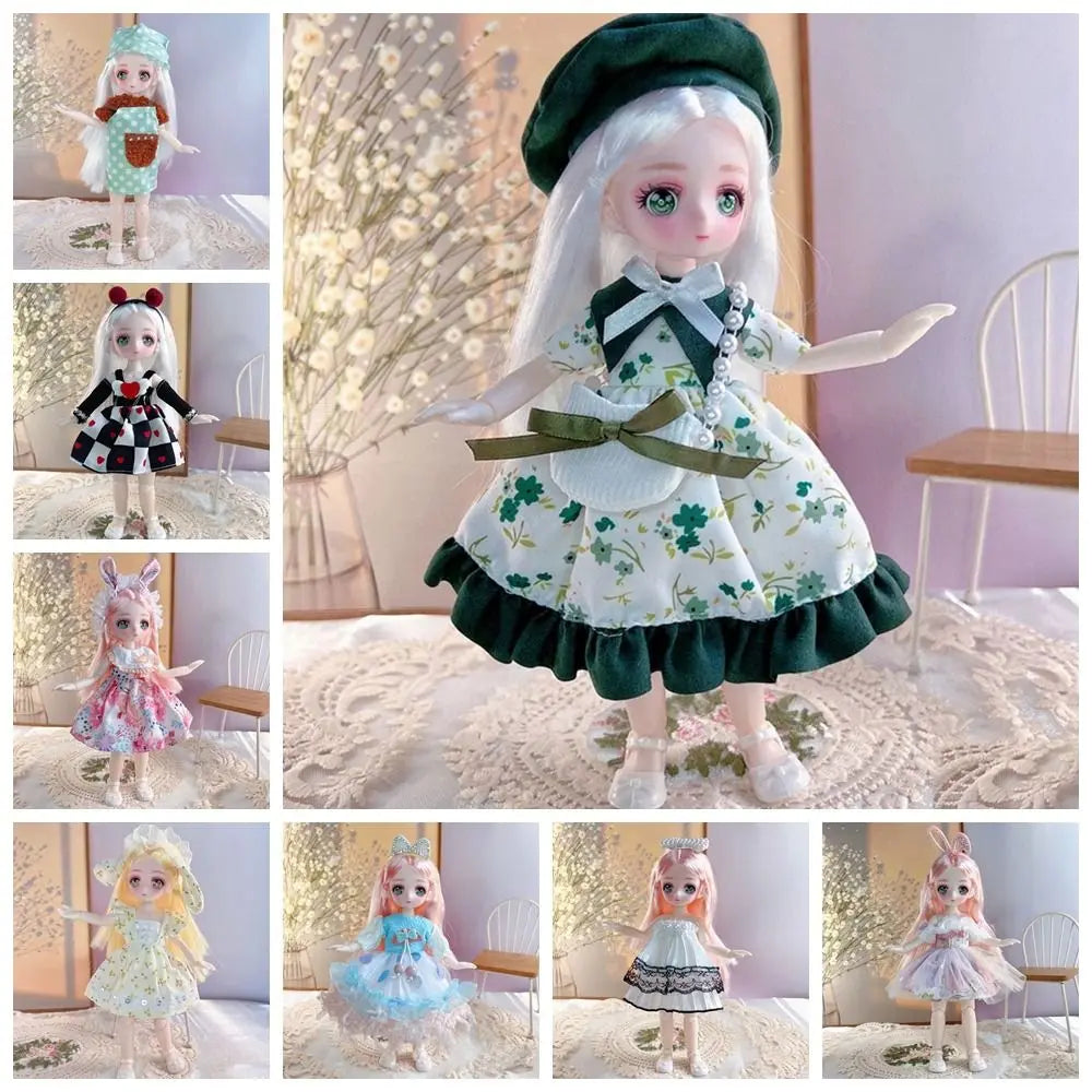 23cm BJD Doll with 3D Eyes and Movable Joints, DIY Dress-Up Doll with Clothes, Birthday Gift for Girls