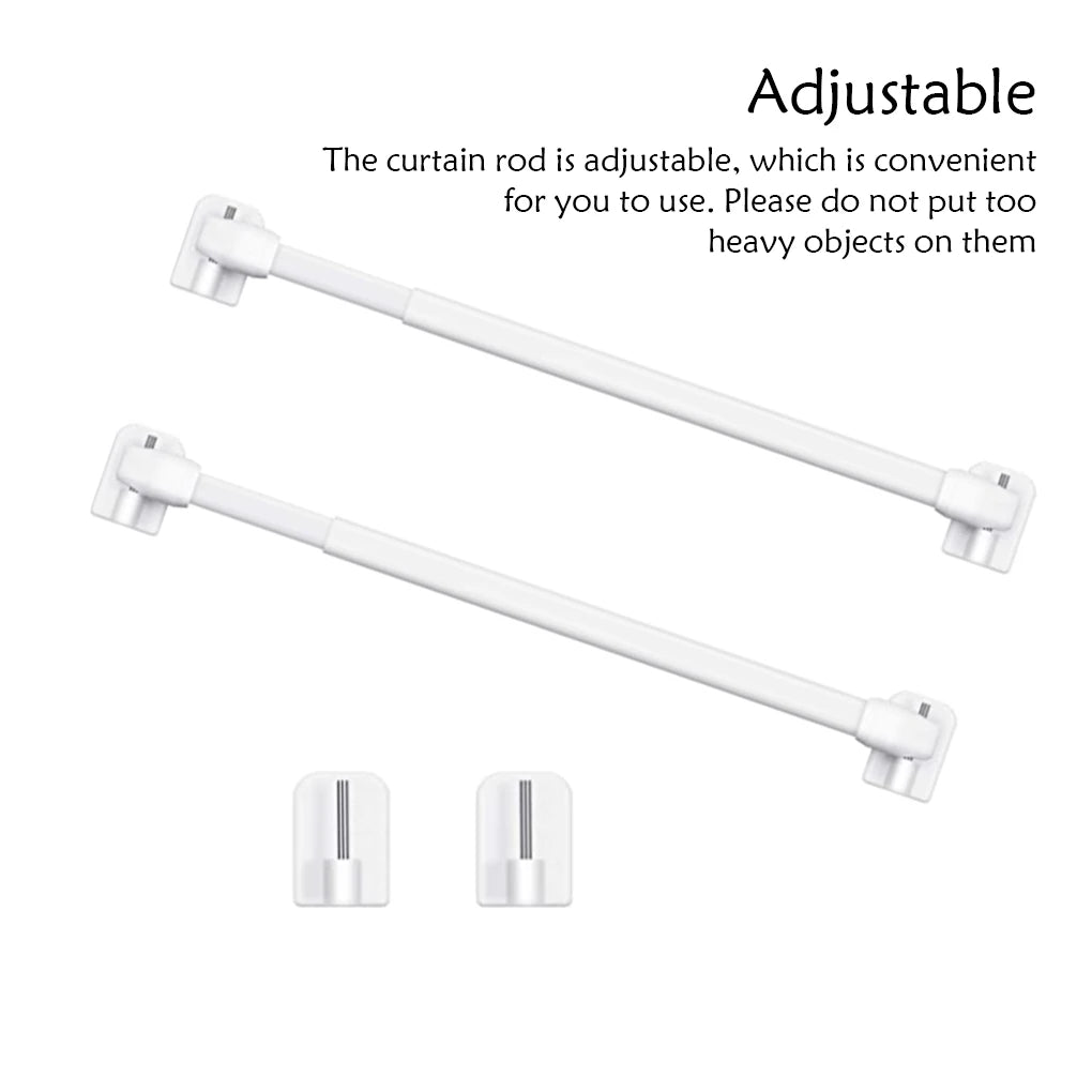 2 Pcs Telescopic Curtain Rod Brackets: Self-Adhesive, No-Drill Hanging Rods for Home