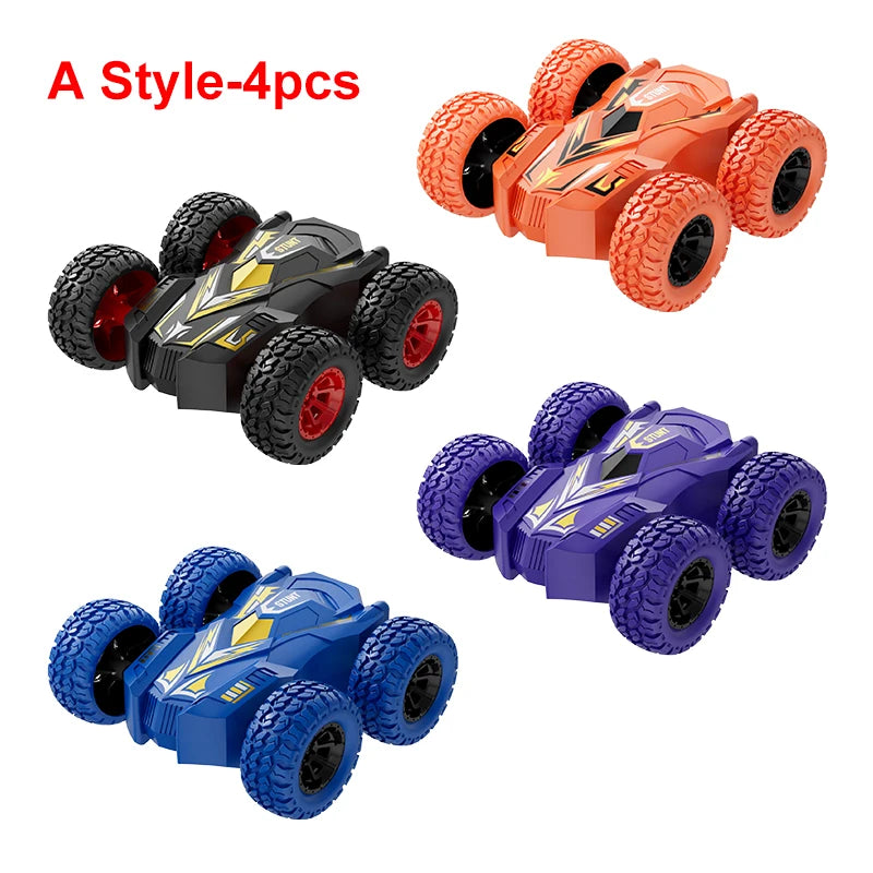 4-8 Pack 360° Stunt Cars for Kids, Friction-Powered Push-and-Go Toy Vehicles, Fun Gift for Toddlers