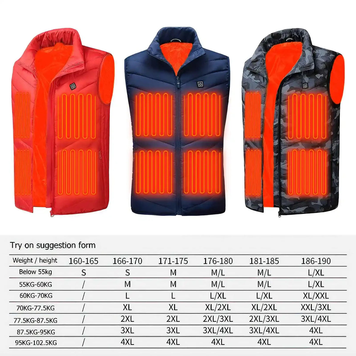 Heated Vest Zones Washable Electric Heated Jackets Men Women Sportswear Heated Coat Graphene Heat Coat USB Heating Jacket