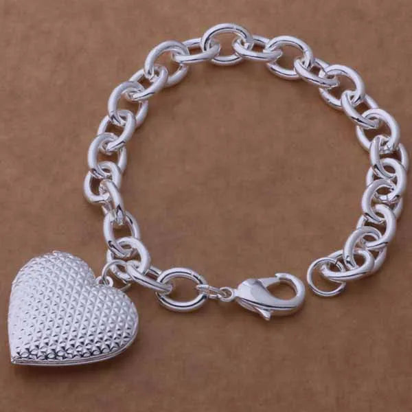 925 Sterling Silver Heart Bracelet for Women and Men, High-Quality Romance Chain Fashion Jewelry for Engagement, Party and Wedding Gift