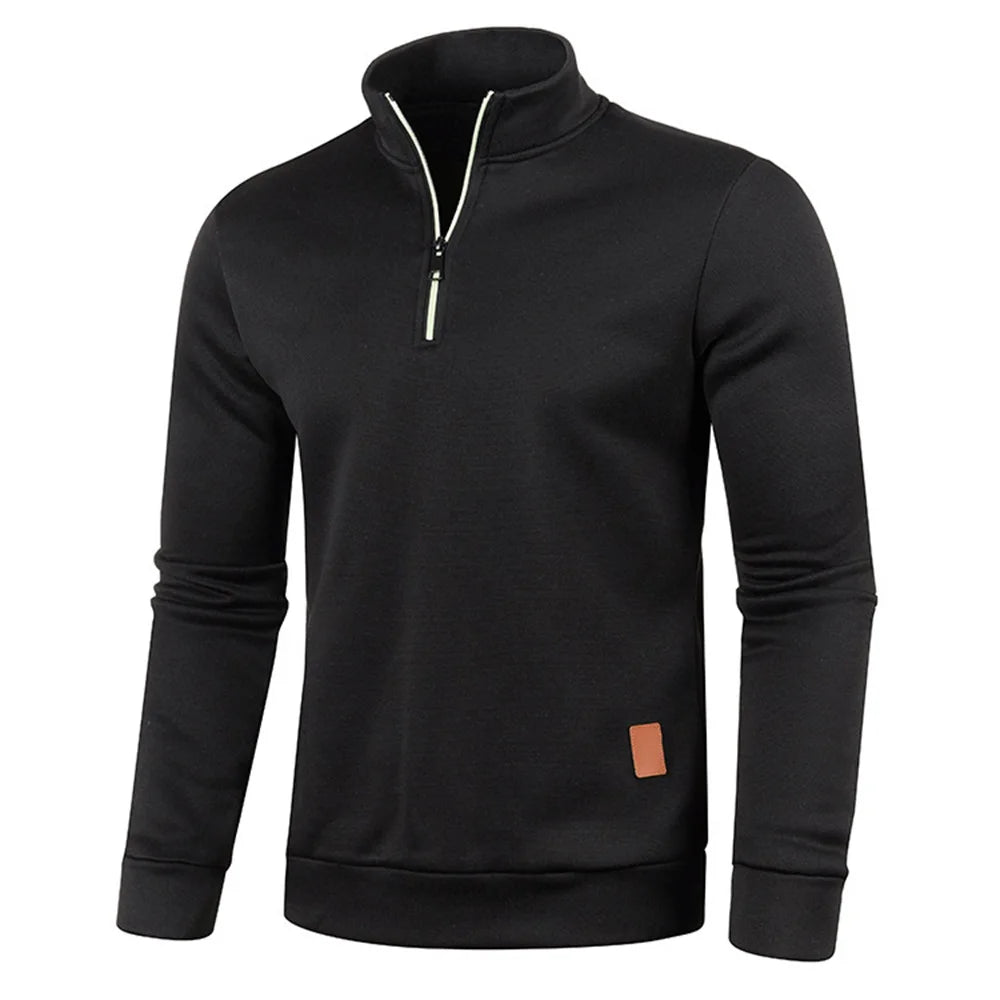 Men&#39;s Thicker Pullover Sweatshirt - Half Zipper Turtleneck Hoody