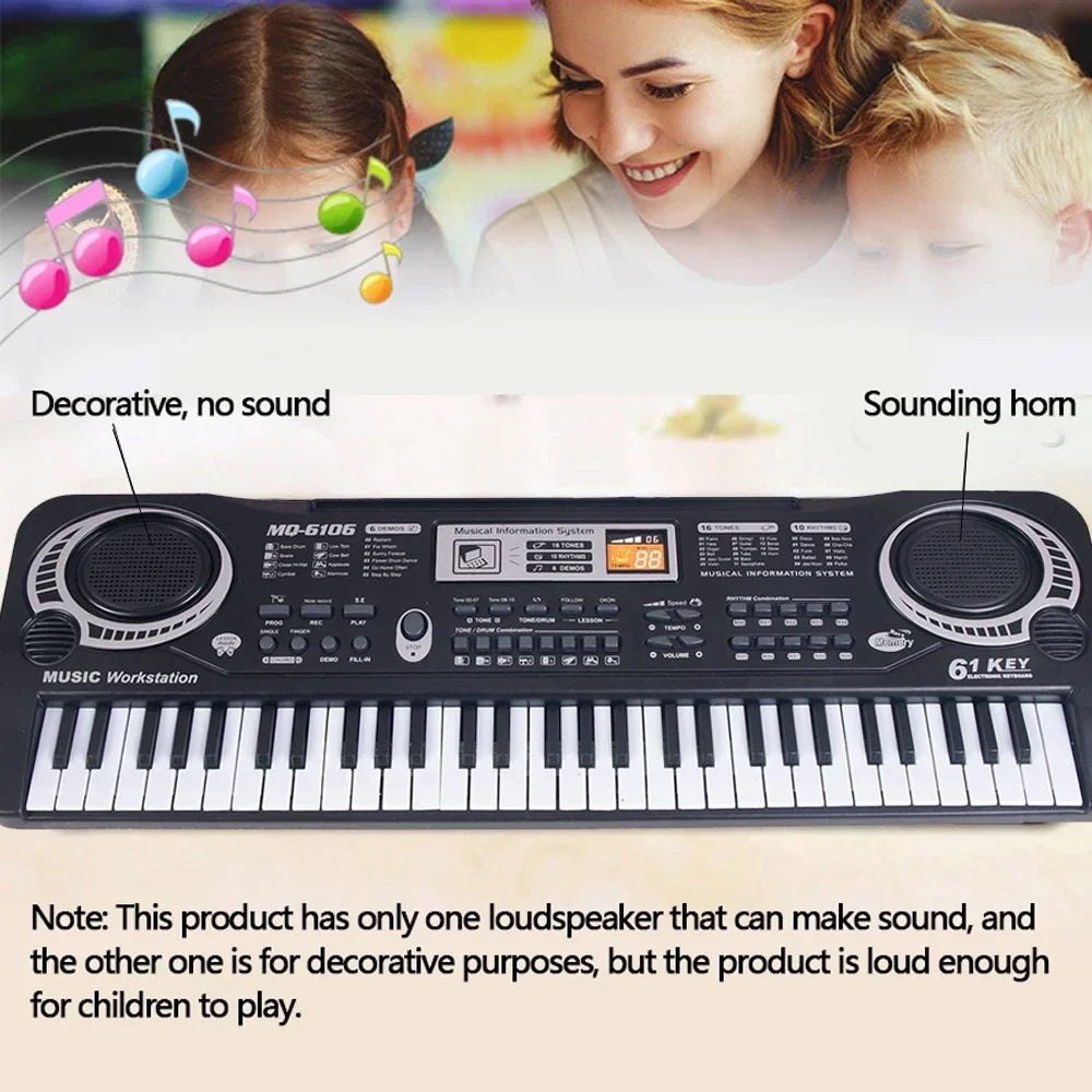 Kids Electronic Piano Keyboard - 61/37 Keys with Microphone