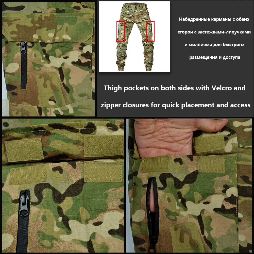 Mege Tactical Camouflage Cargo Joggers - Ripstop Outdoor Hiking Pants