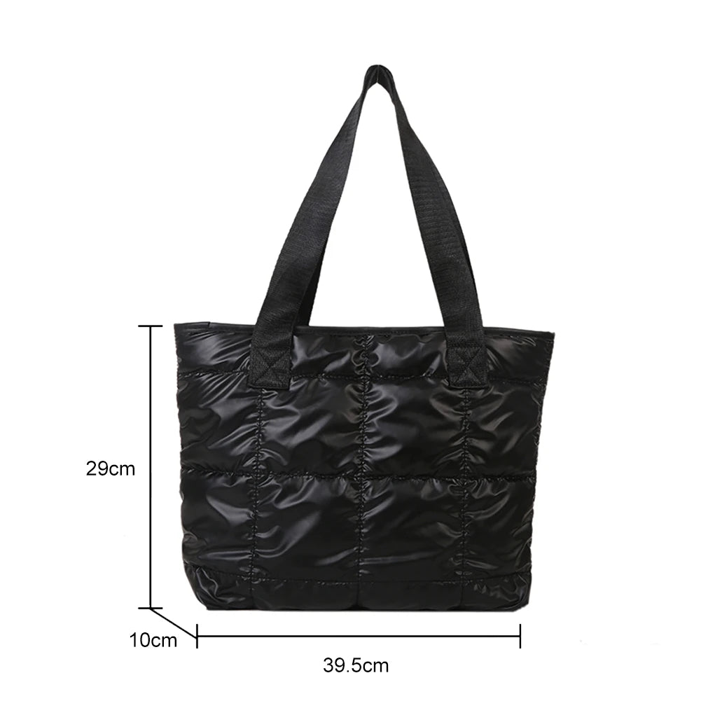 Fashion Ladies Tote Handbag - Large Capacity Cotton Padded Quilted Bag for Leisure Travel