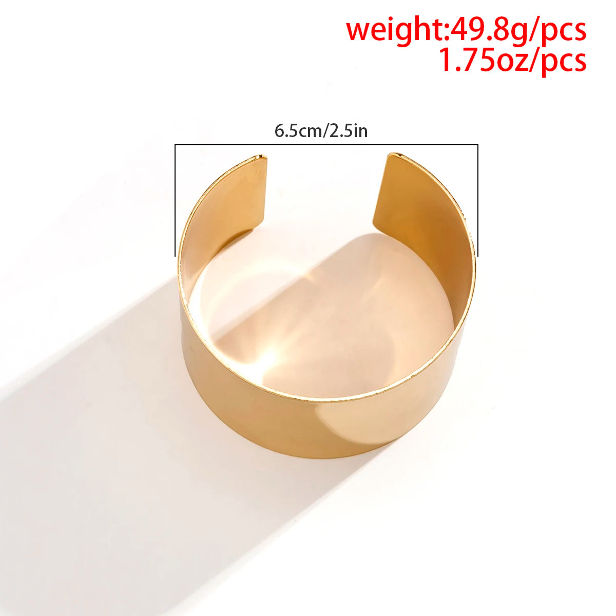 Lacteo Gold Color Smooth Wide Cuff Bracelet – Simple Open Big Bangle for Women