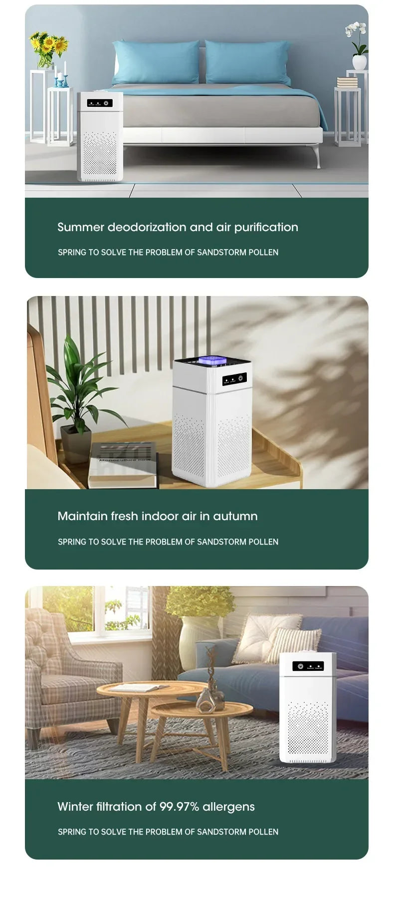 Smart Air Purifier - Negative Ion Generator with H12 HEPA Filter