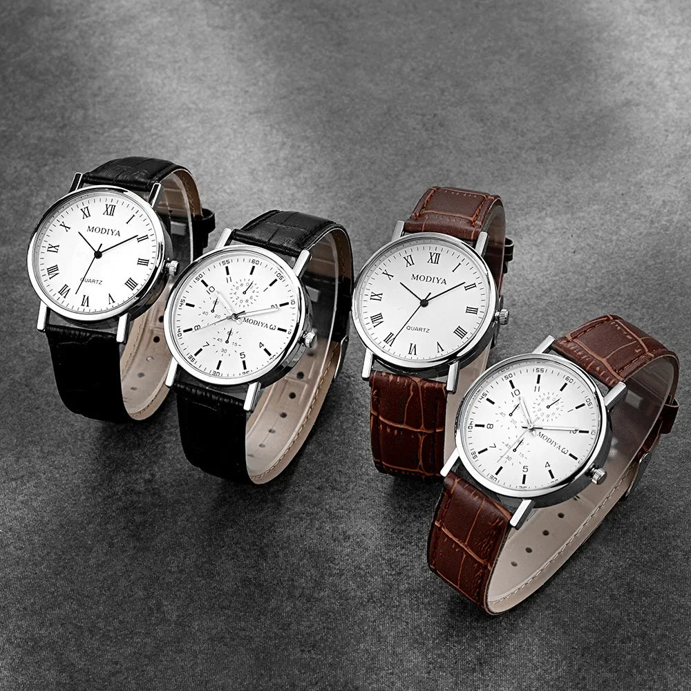 Luxury Quartz Analog Watch – Men&#39;s Business Wristwatch with Leather Strap, Casual &amp; Elegant Style for Men and Women