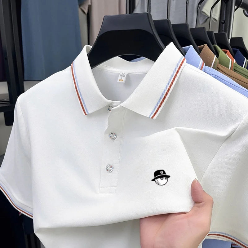 Men's Luxury Printed Polo Shirt, Breathable Short Sleeve Business Casual Tee, Premium Summer Fashion Top