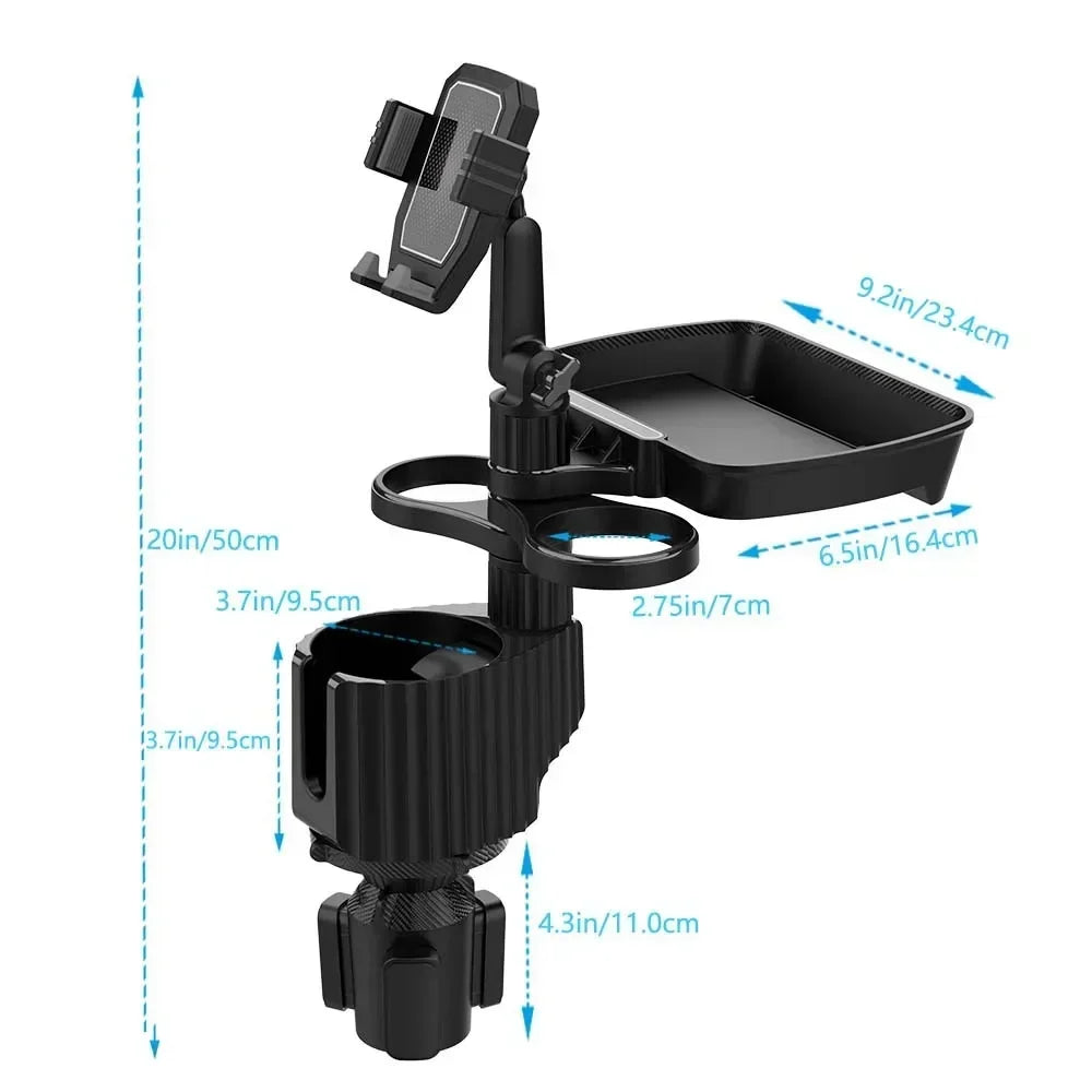 Rotatable Car Tray &amp; Storage Rack | Multi-Functional Cup &amp; Phone Holder