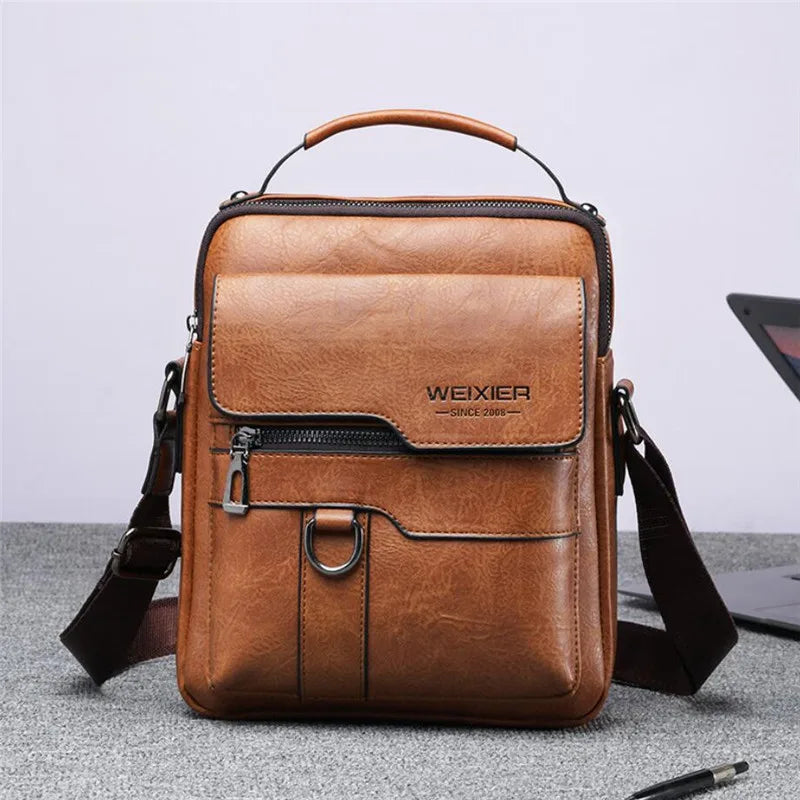 Men&#39;s Durable Leather Crossbody Sling Bag - Fashionable Travel Shoulder Pack