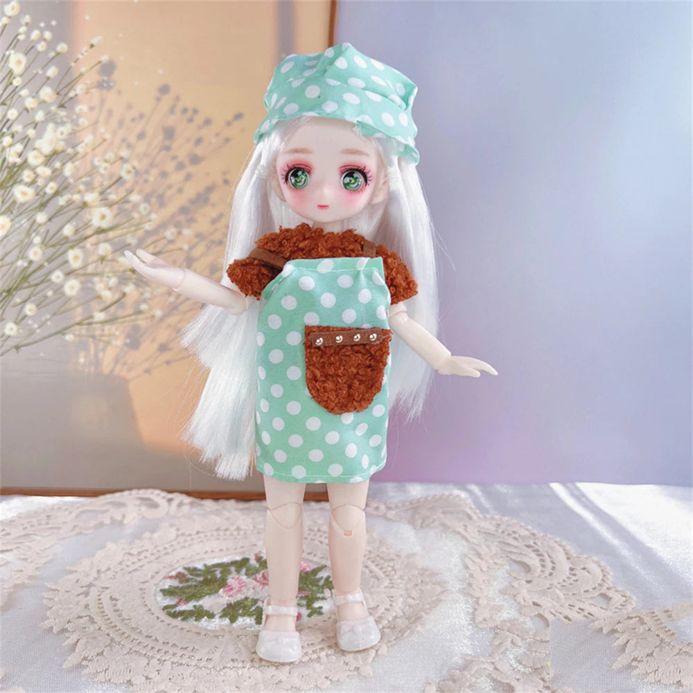 23cm BJD Doll with 3D Eyes and Movable Joints, DIY Dress-Up Doll with Clothes, Birthday Gift for Girls