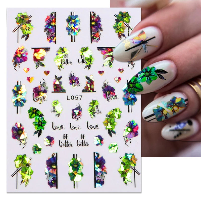 Succulent Plants 3D Nail Sticker - Spring Floral DIY Decoration