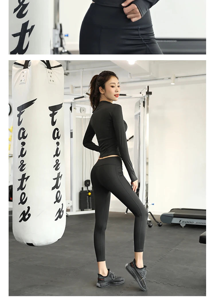 Women&#39;s Slim Fit Workout Jacket: Long Sleeve Zipper Tracksuit Top for Yoga &amp; Running