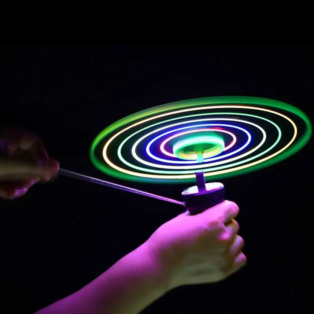 Kids Luminous Flying Disc Propeller Toys LED Lighting Pull String Flying UFO Toy Spinning Top Outdoor Game Sports Toy Gift