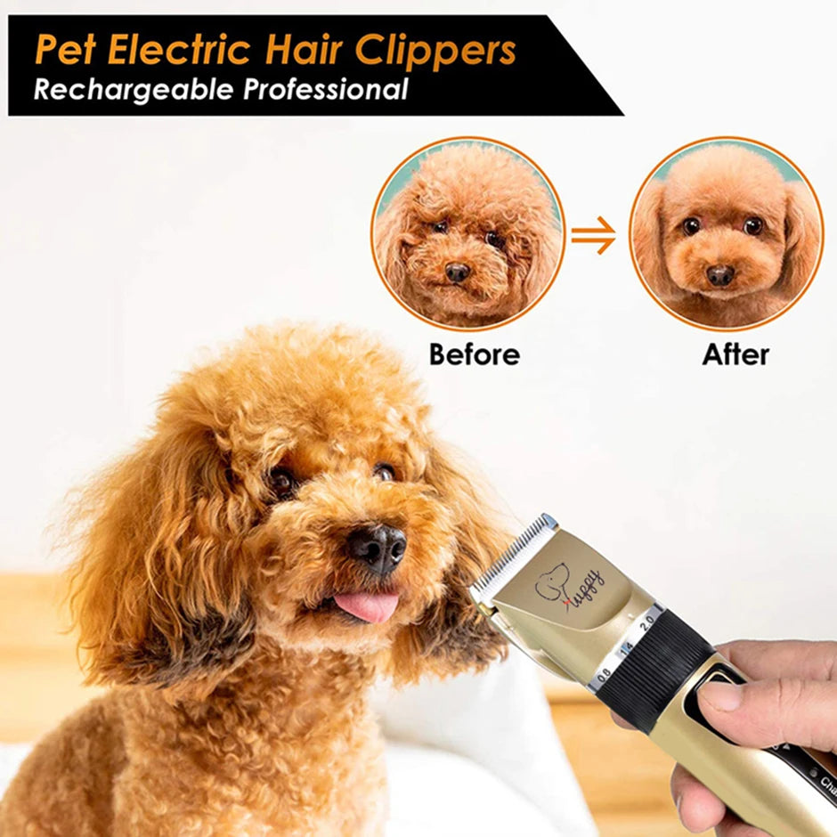 Professional Dog Hair Clipper: All-Metal Rechargeable Pet Trimmer for Quiet Grooming