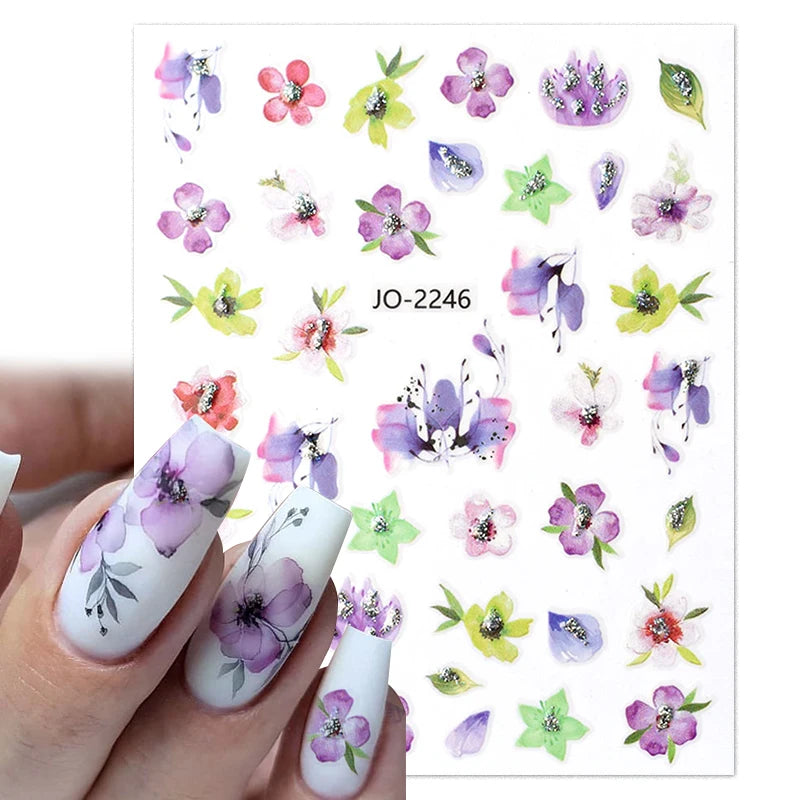 Succulent Plants 3D Nail Sticker - Spring Floral DIY Decoration