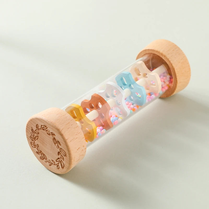 Montessori Baby Rain Stick - Rainbow Hourglass Sensory Music Toy