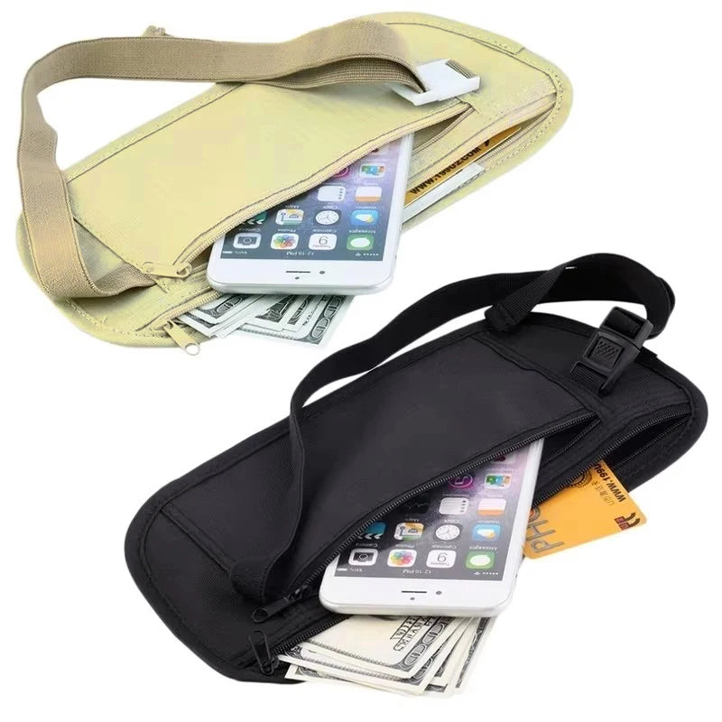 Invisible Travel Waist Pack - Hidden Money Belt &amp; Passport Pouch for Security