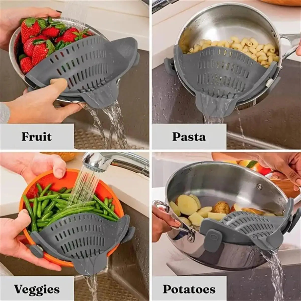 Adjustable Clip-On Strainer: 1pc Pot Strainer for Pots, Pans, and Bowls