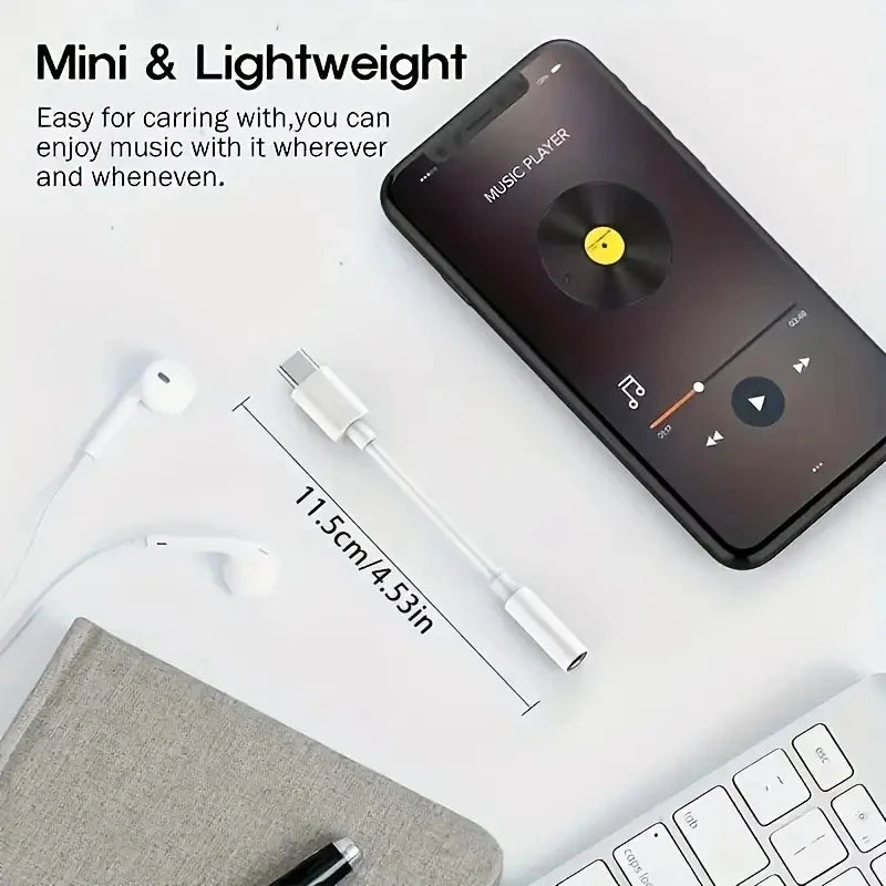 USB Type-C to 3.5mm Earphone Adapter – Audio Cable Converter for iPhone 15/15 Pro Max, Samsung Galaxy, Huawei, and Xiaomi