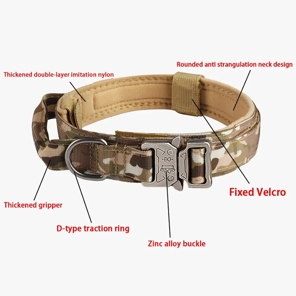 Tactical Dog Collar with Metal Buckle – Breathable Nylon for Medium &amp; Large Dogs