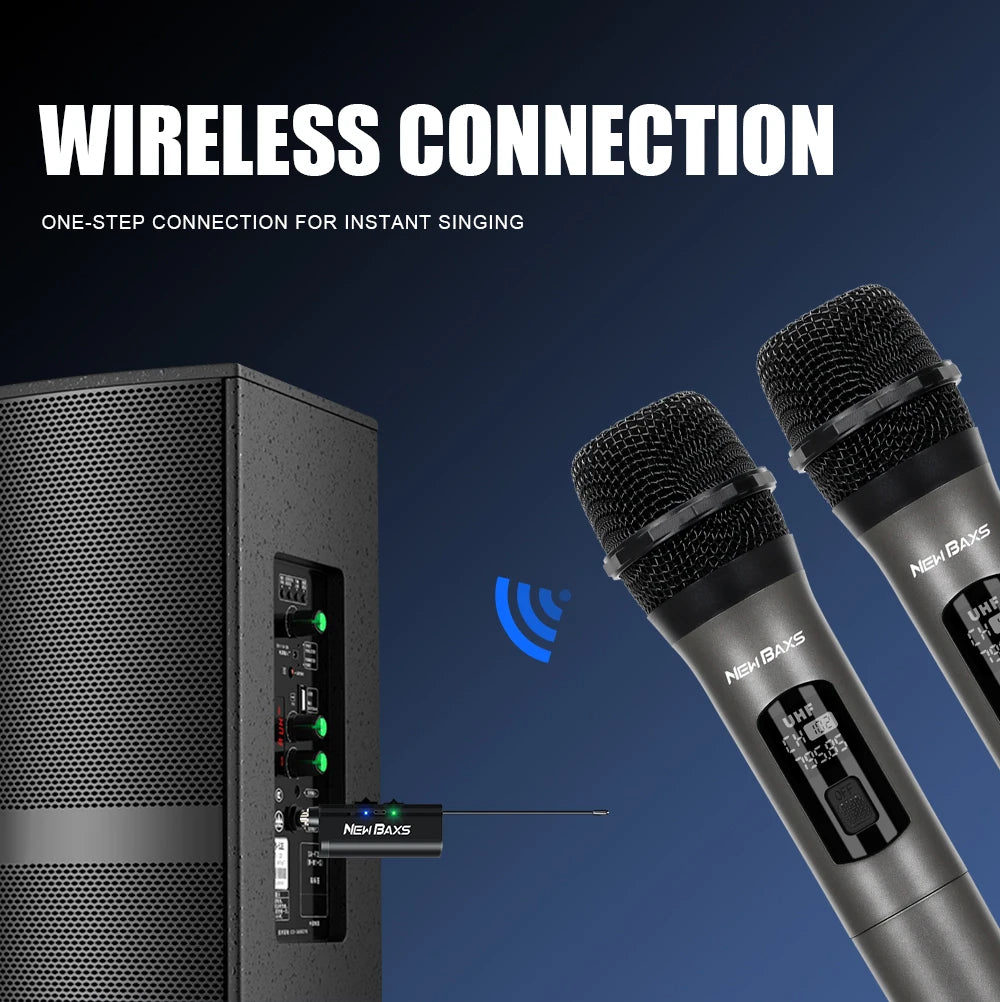 UHF Wireless Handheld Microphone System with 2 Channels for Karaoke and Events