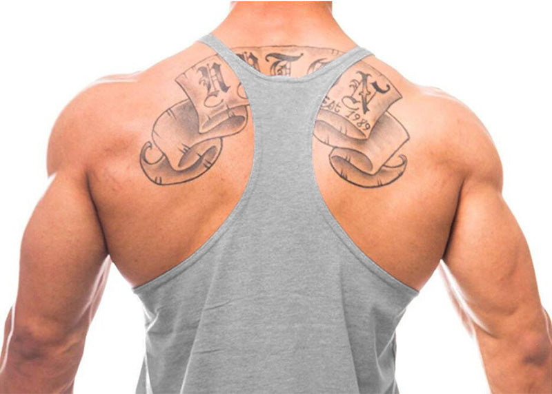 Men&#39;s Fitness Tank Tops – Cotton, Breathable Gym Vests for Bodybuilding, Summer Sleeveless Y-Back Sportswear.