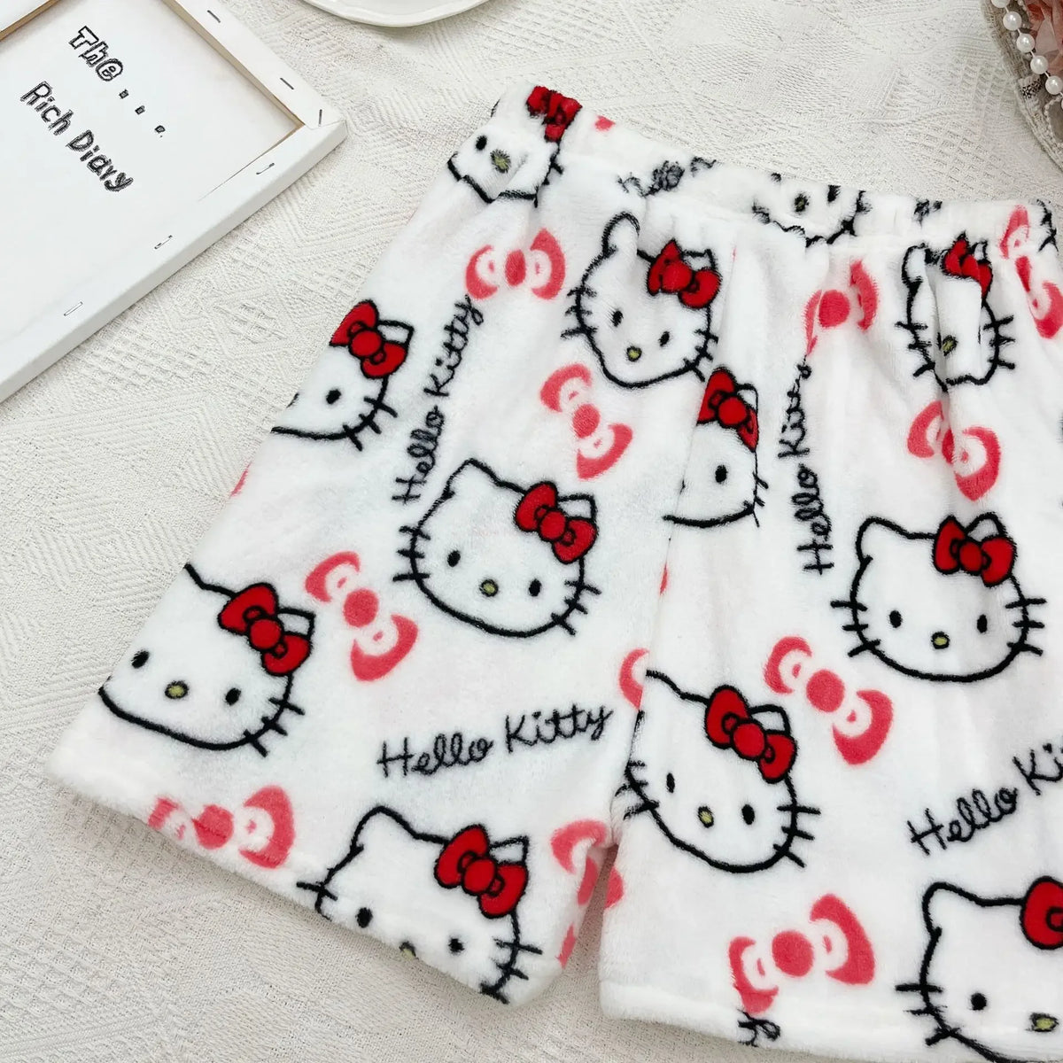 Sanrio Hello Kitty Y2K Kawaii Anime Flannel Pajamas – Women’s Warm Woolen Cartoon Casual Home Pants