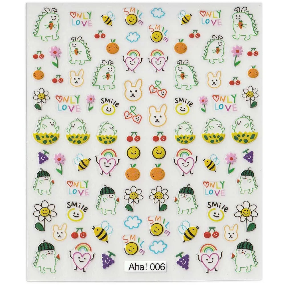 42-Model 3D Nail Stickers - Smile, Animal, Flower Easter Designs