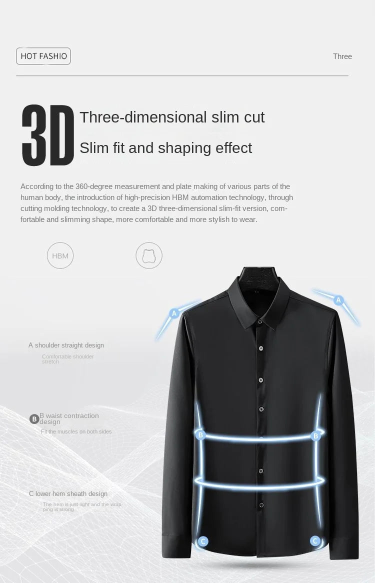 S-5XL Men&#39;s Shirt Long Sleeve Non iron Wrinkle Resistant Business Dress High end Professional Casual Suit White Shirt