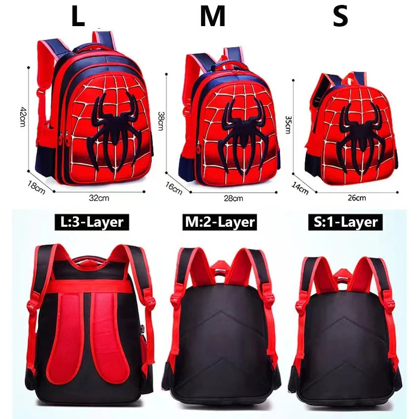 Spider King Kids Backpack - Waterproof Nylon, Large Capacity for Ages 2-16