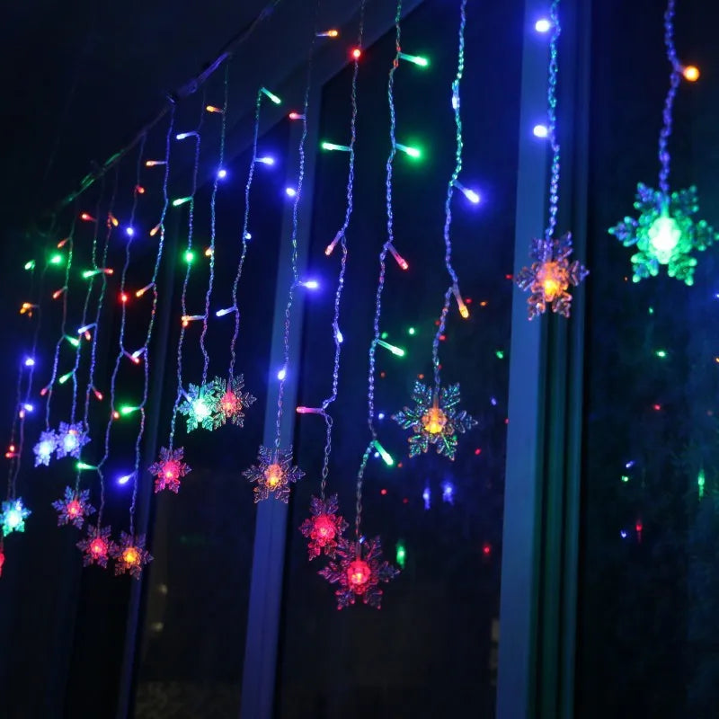 3.2M Christmas Snowflakes LED String Lights: Waterproof Fairy Curtain Lights for Holiday Decor