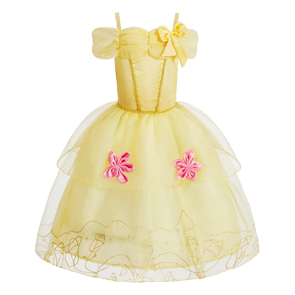 Rapunzel Dress for Girls – Cinderella Belle Dress-Up Fantasy Costume for Birthday Parties and Halloween