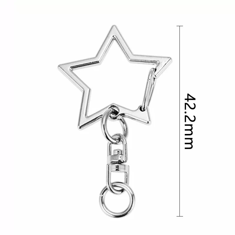 10PCS Star Pentagram Key Chain Rings – Hollow Keychains with Lobster Clasp for DIY Jewelry Making