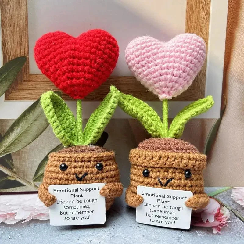 Hand-Woven Heart &amp; Flower Doll – Positive Energy Pocket Hug with Inspirational Card for Home Decor &amp; Gifts